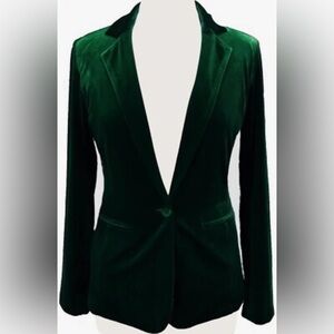 Tahari Deep Green Velvet Blazer Jacket